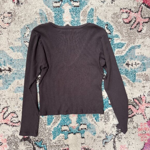 Big Bud Press Brown Long Sleeve V-neck Shirt Size Small - Picture 2 of 3